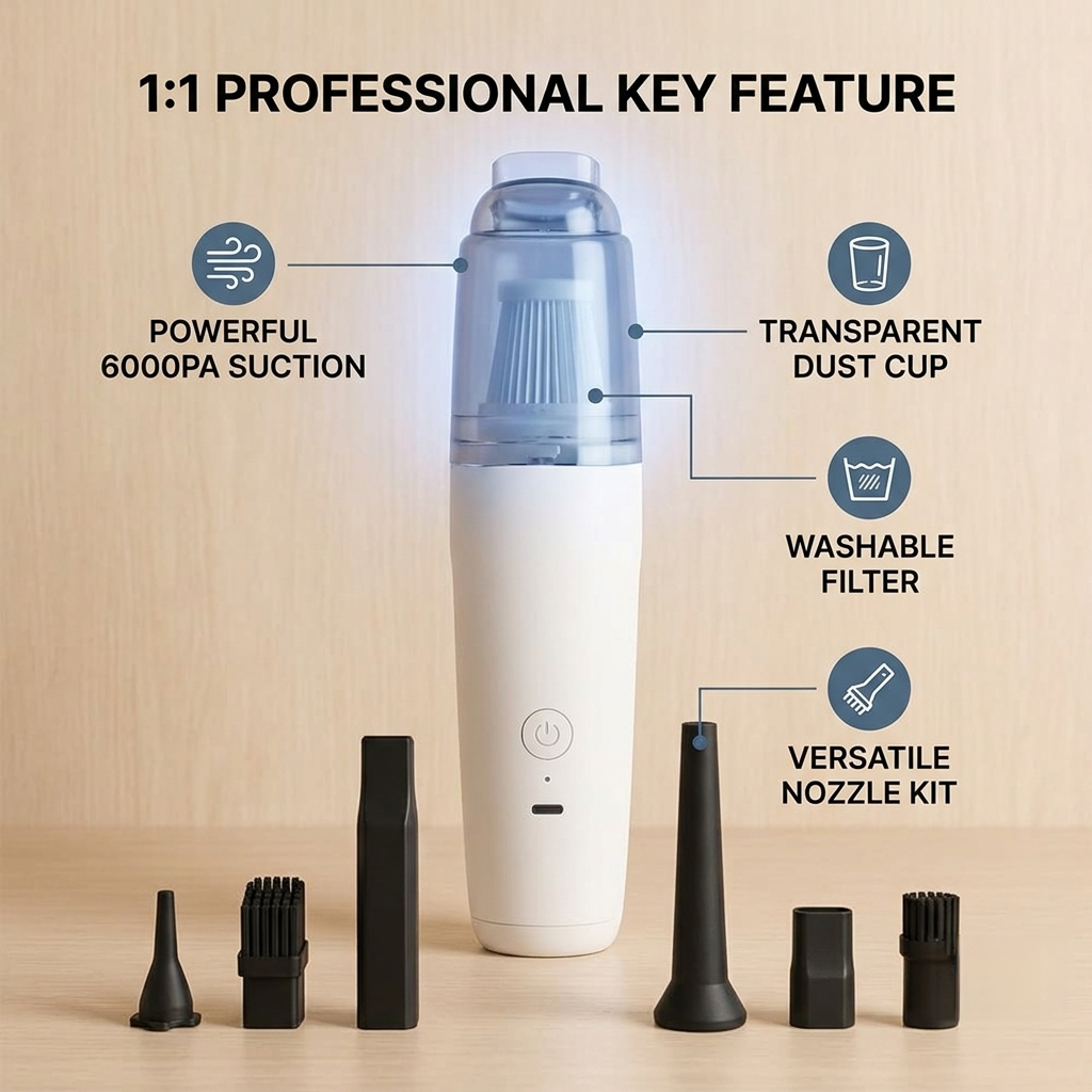 Multipurpose Cordless Rechargeable Mini Vacuum Cleaner Set