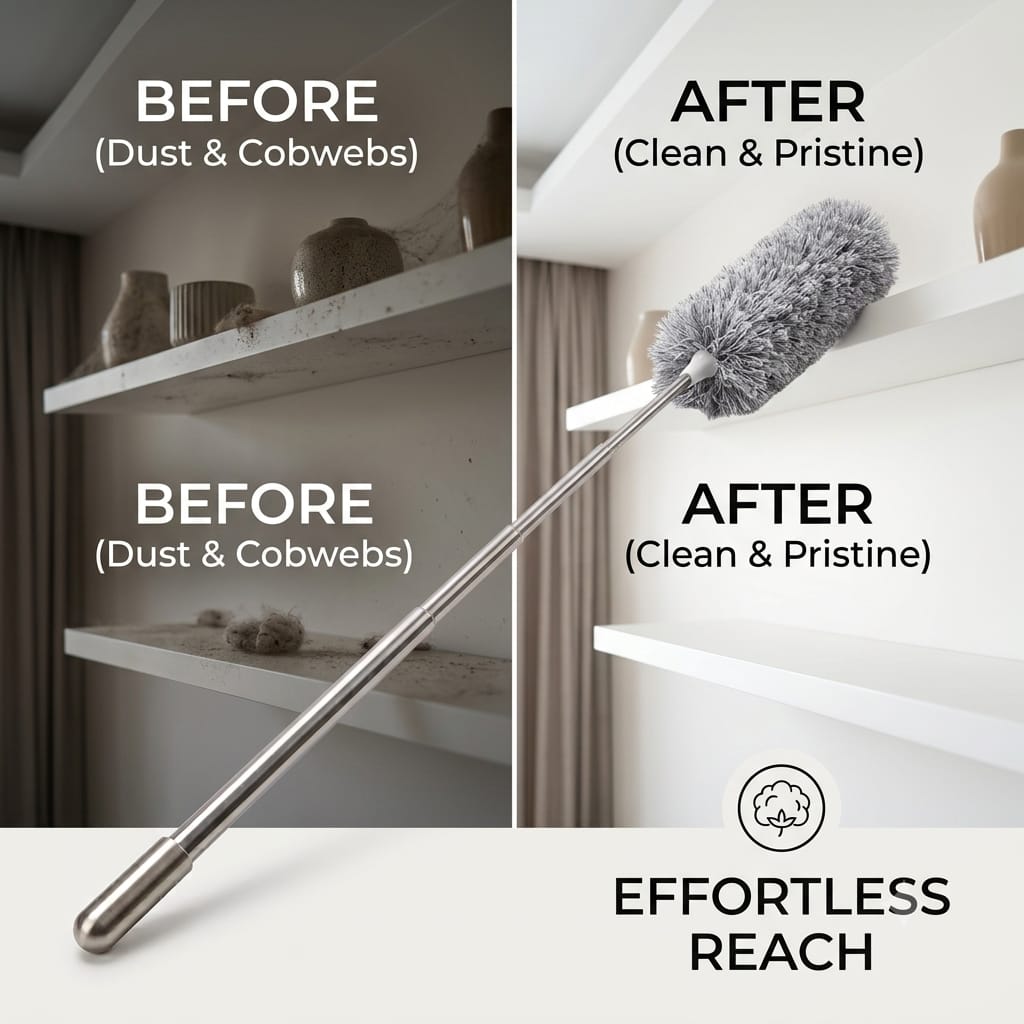 Long Handle Microfiber Feather Fan Ceiling Duster for Dust Cleaning with extendable Pole 100 Inch