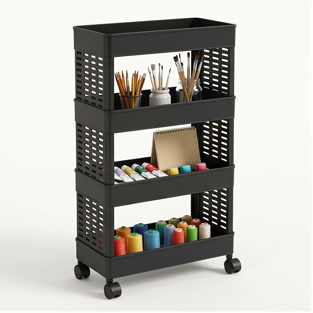 4-layer Plastic Storage Rack With Wheels