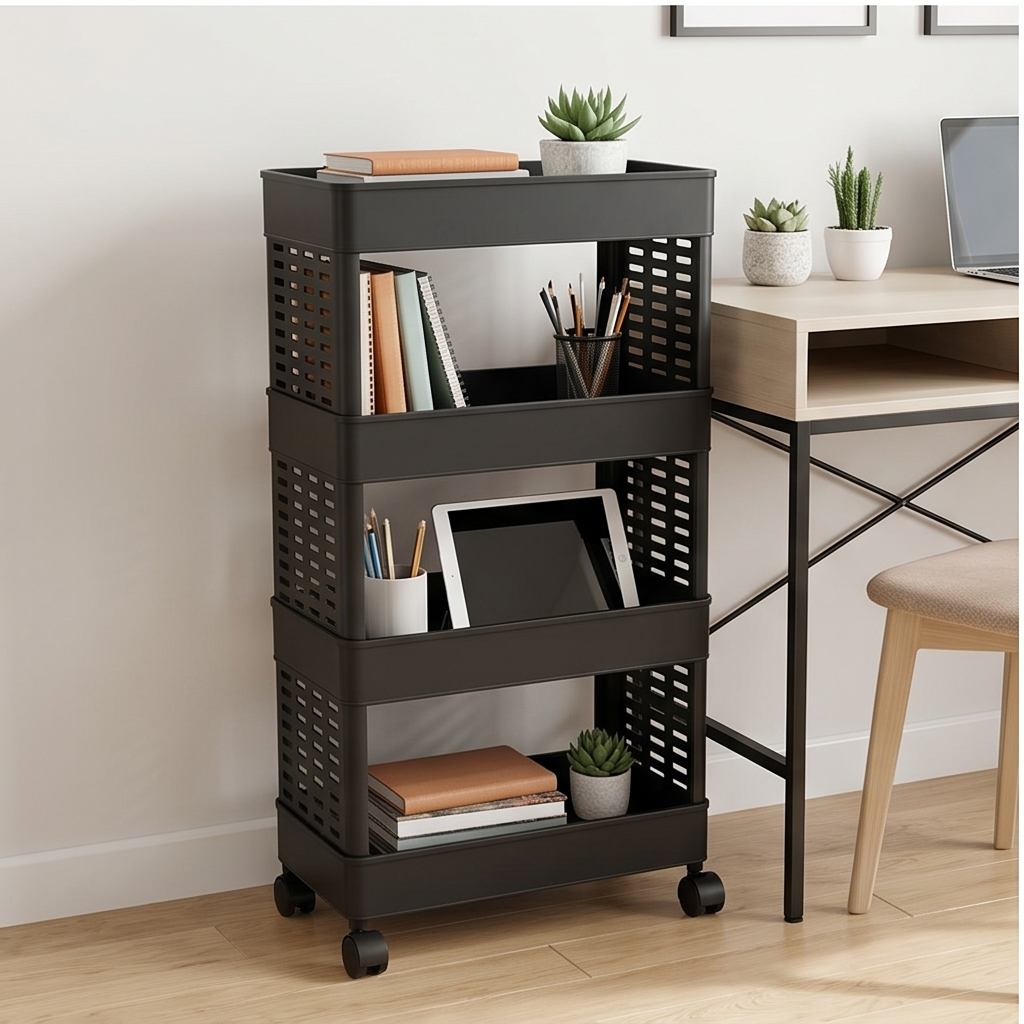 4-layer Plastic Storage Rack With Wheels